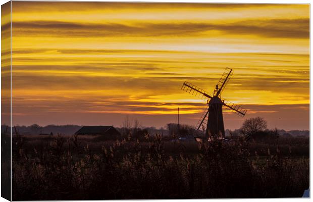 Thurne Windmill Sunset Canvas Print by James Taylor