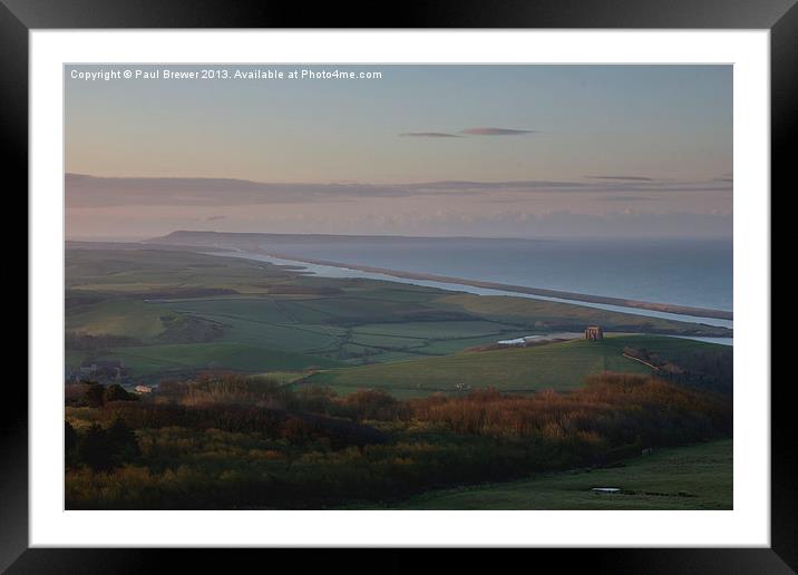 Abbotsbury and the Fleet on a Cold May Evening Framed Mounted Print by Paul Brewer