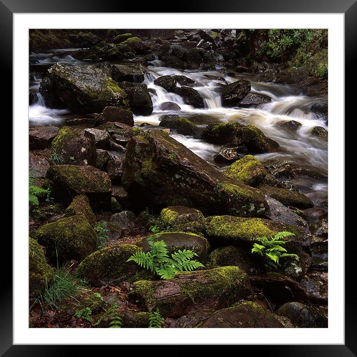 Fast flowing river in Scotland Framed Mounted Print by James Mc Quarrie