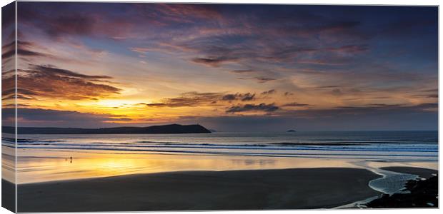 Polzeath Sunset Canvas Print by David Wilkins