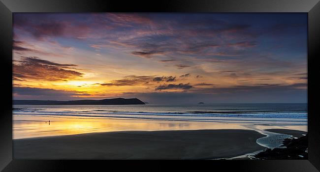 Polzeath Sunset Framed Print by David Wilkins