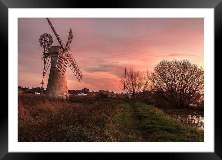Thurne Windmill Sunset River thurne Framed Mounted Print by James Taylor