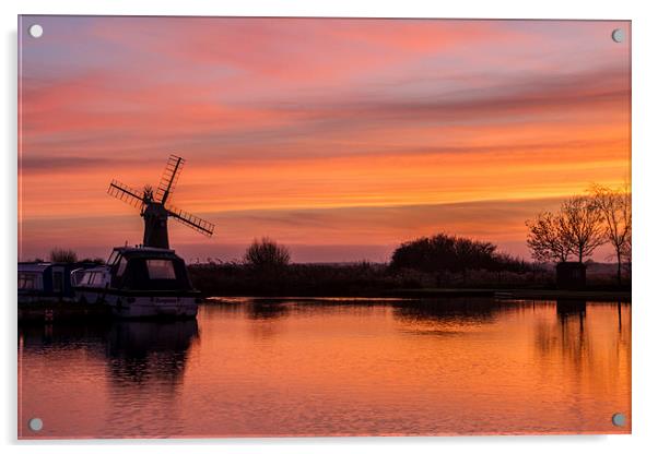 Thurne Windmill Sunset River Thurne Acrylic by James Taylor