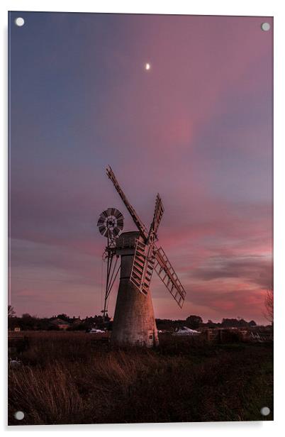 Thurne Windmill Sunset River Thurne Acrylic by James Taylor