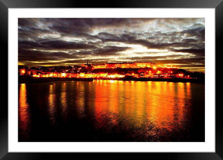 Whitby by night Framed Mounted Print by Colin Brittain
