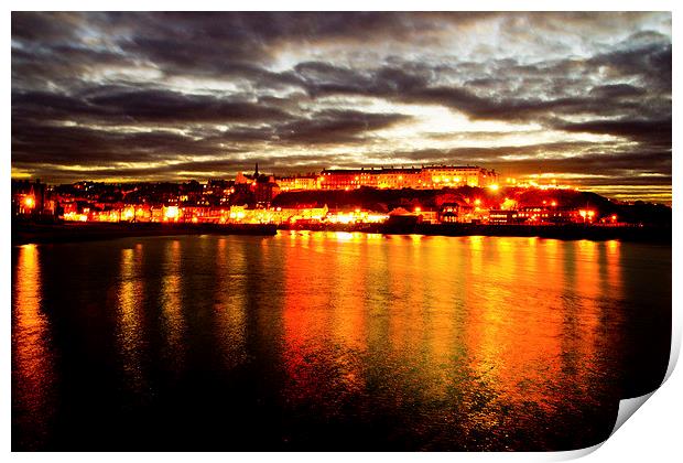 Whitby by night Print by Colin Brittain