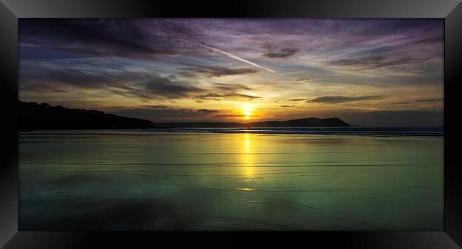 Polzeath Sunset Framed Print by David Wilkins