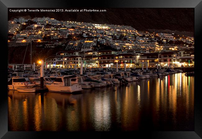 Los Gigantes Marina @ night Framed Print by Tenerife Memoriez