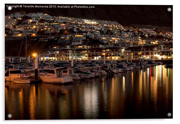 Los Gigantes Marina @ night Acrylic by Tenerife Memoriez
