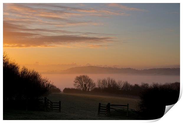 Sunrise over the Culm Valley Print by Pete Hemington