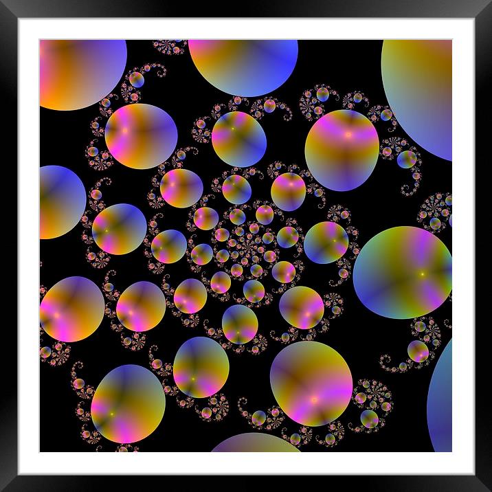 Spiral Bubbles on Black Framed Mounted Print by Colin Forrest