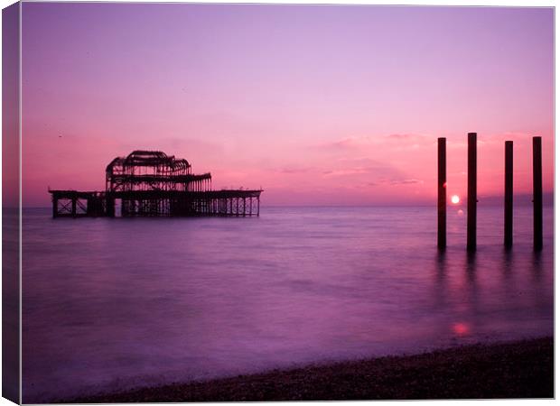 West Pier sunset 1 Canvas Print by Terry Busby