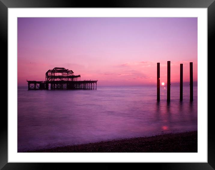 West Pier sunset 1 Framed Mounted Print by Terry Busby