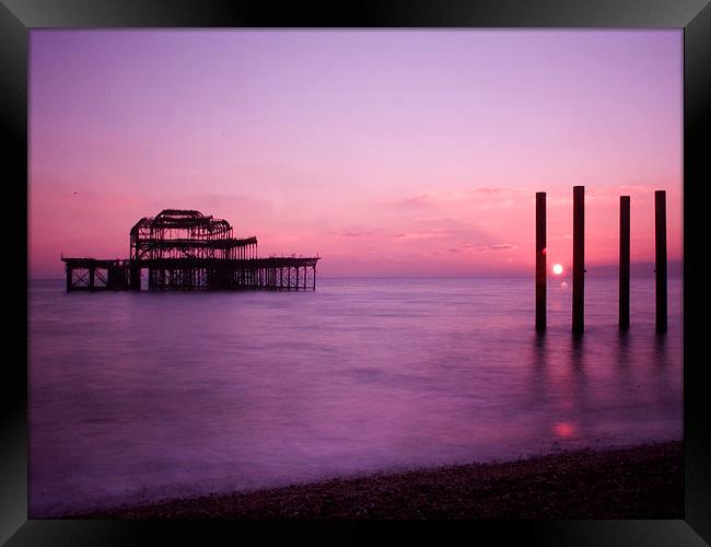 West Pier sunset 1 Framed Print by Terry Busby