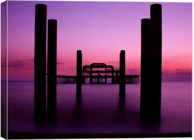 West Pier sunset 2 Canvas Print by Terry Busby