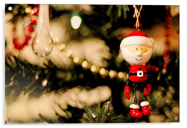 Santa Christmas Tree Acrylic by Paul Black