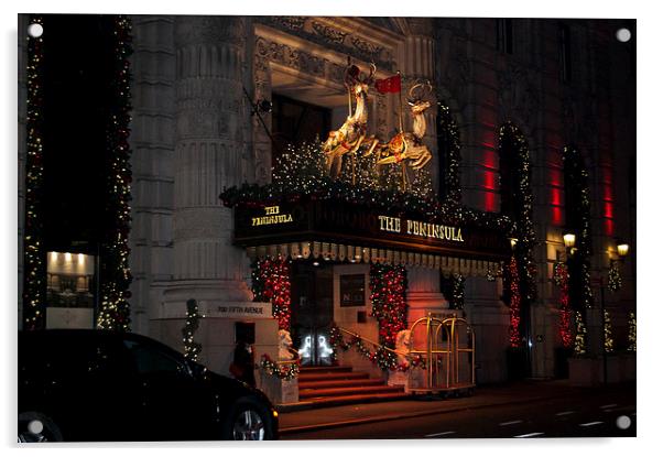 The Peninsula New York At Christmas Acrylic by Steve Purnell