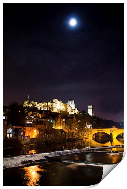 Durham Cathedral By Moonlight Print by Paul Black