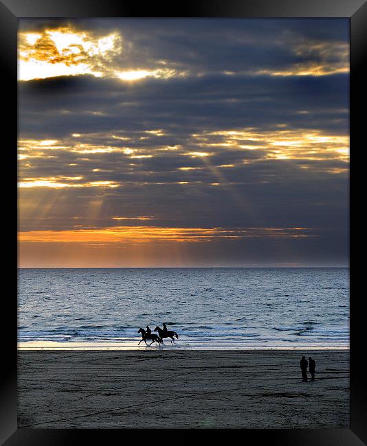 Sun Set At Broadhaven Framed Print by Mark Williams