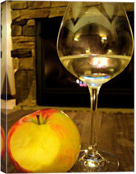 Wine and an Apple Canvas Print by Pics by Jody Adams