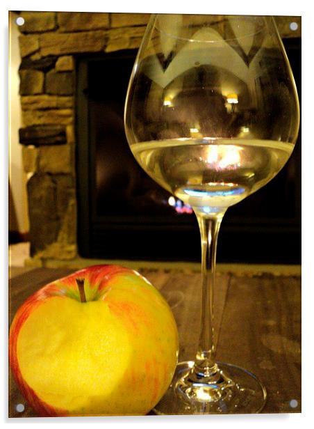 Wine and an Apple Acrylic by Pics by Jody Adams