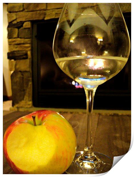 Wine and an Apple Print by Pics by Jody Adams