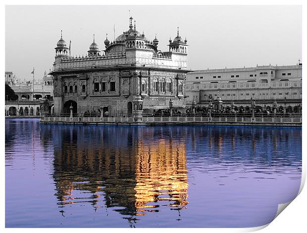 reflection of the golden temple in the Amrit Sarov Print by anurag gupta