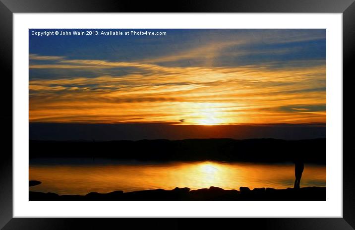 Marine Lake Sunset Framed Mounted Print by John Wain