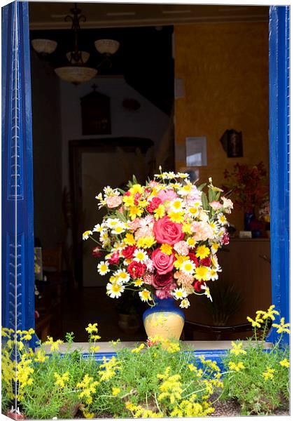 Flowers on a Windowsill Canvas Print by Steve Outram