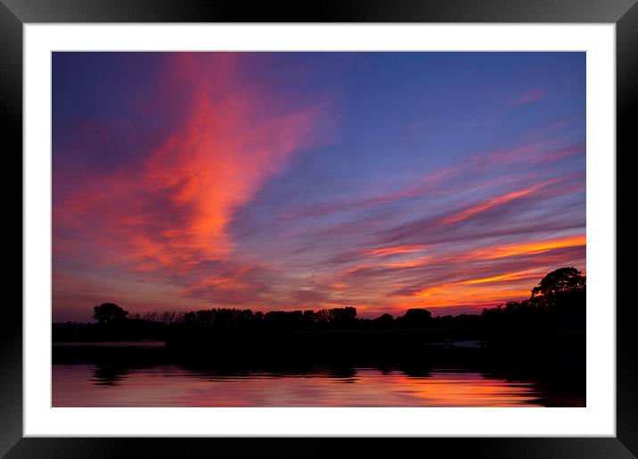 Stanpit Christchurch Dorset sunset Framed Mounted Print by David French