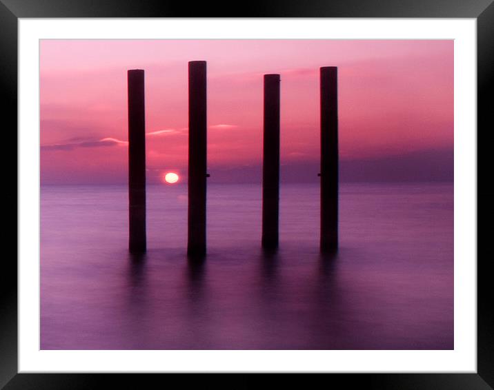west pier sunset pillars Framed Mounted Print by Terry Busby
