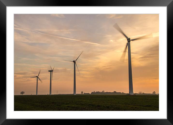Sunset over Somerton Wind Turbines Framed Mounted Print by James Taylor