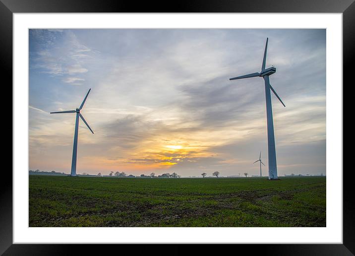 Sunset Over Looking Somerton Wind Farm Framed Mounted Print by James Taylor