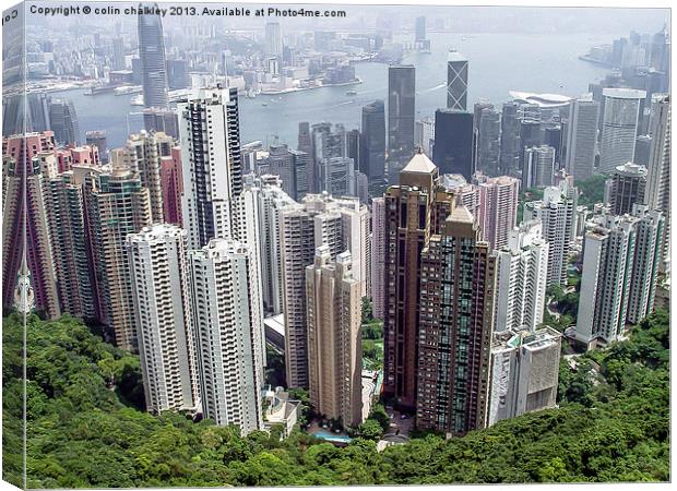 Misty Hong Kong day on the peak Canvas Print by colin chalkley