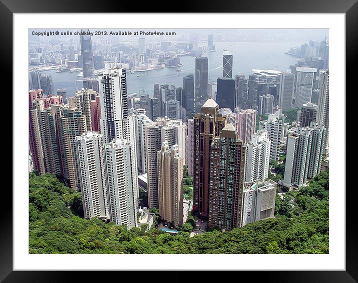 Misty Hong Kong day on the peak Framed Mounted Print by colin chalkley