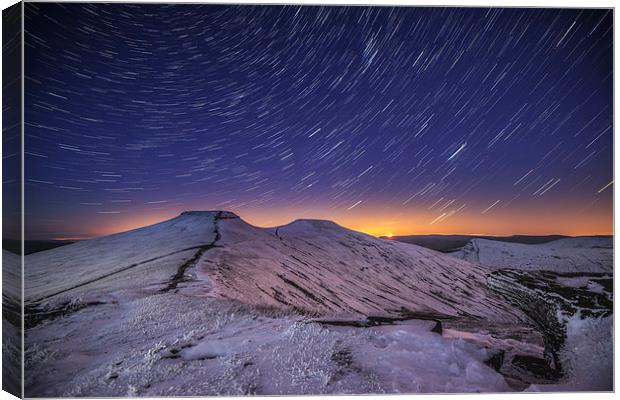 Pen y Fan Star Trails Canvas Print by Creative Photography Wales