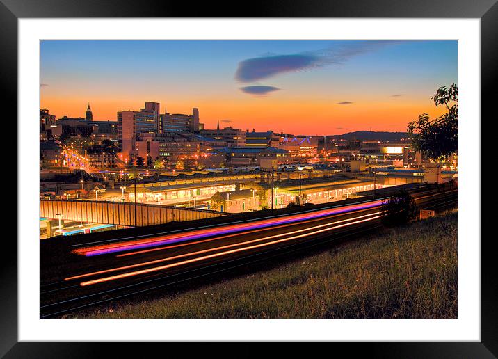 Sheffield at Night Framed Mounted Print by David Yeaman