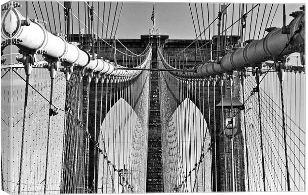 Brooklyn Bridge 2 Black And White Canvas Print by Steve Purnell