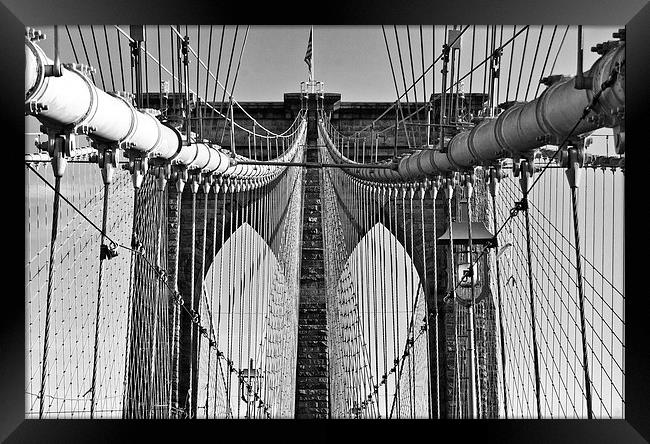 Brooklyn Bridge 2 Black And White Framed Print by Steve Purnell