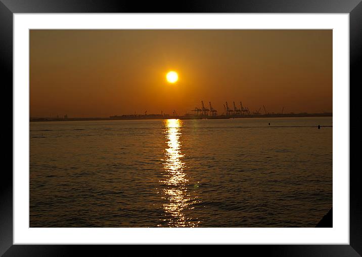 Majestic Sunset at Bayonne Docks Framed Mounted Print by Steve Purnell