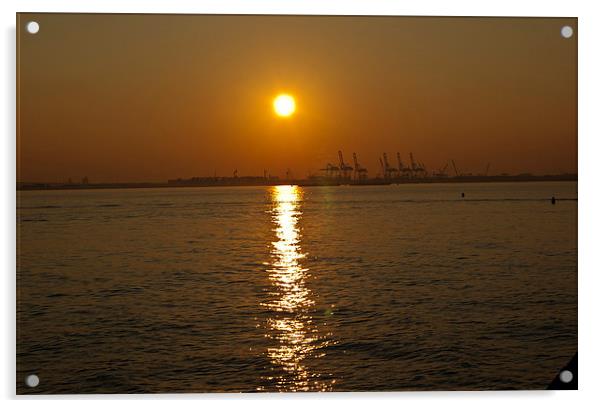 Majestic Sunset at Bayonne Docks Acrylic by Steve Purnell