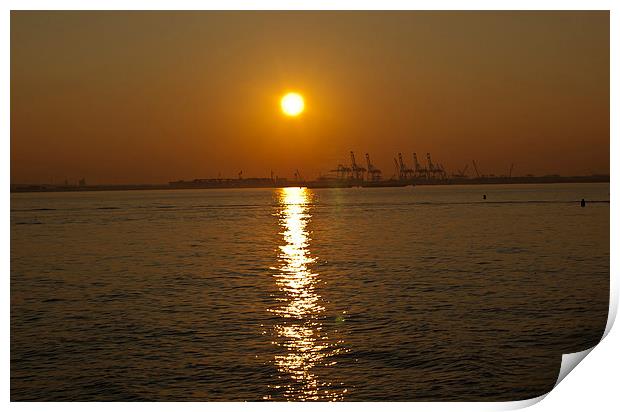 Majestic Sunset at Bayonne Docks Print by Steve Purnell
