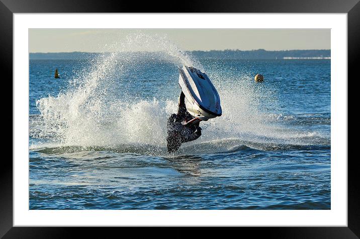jet ski stunt on the water Framed Mounted Print by nick wastie