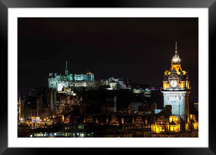 Edinburgh Castle at Night/ Framed Mounted Print by Kevin Ainslie