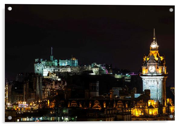 Edinburgh Castle at Night/ Acrylic by Kevin Ainslie