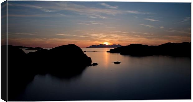 sunset over Eigg and Rum Canvas Print by Dan Ward