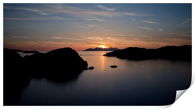 sunset over Eigg and Rum Print by Dan Ward