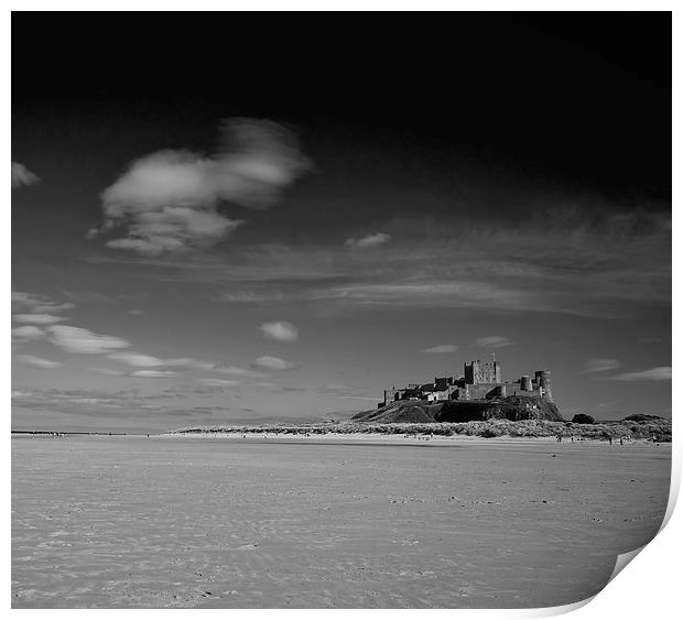 Bamburgh Castle and beach Print by Dan Ward