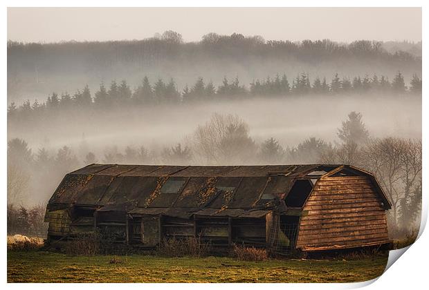 the barn and the mist Print by sam moore