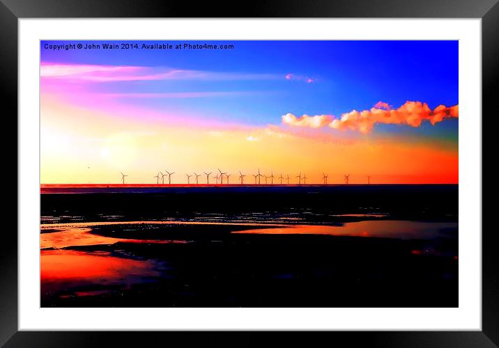Mersey Wind Farm Framed Mounted Print by John Wain